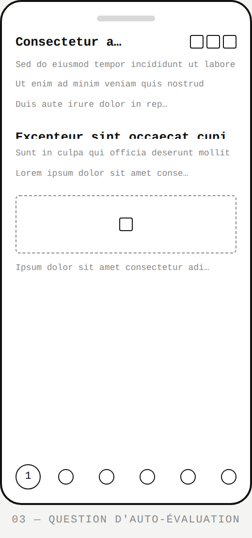 Wireframe 03 — Question d'auto-évaluation