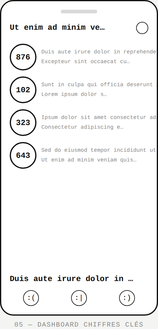 Wireframe 05 — Dashboard chiffres clés