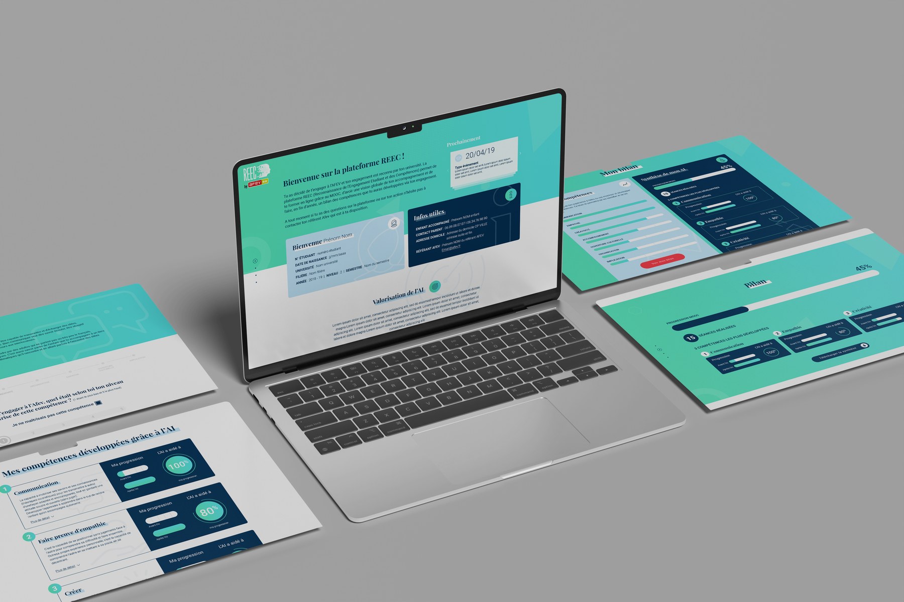 Aperçu de la plateforme REEC sur desktop et tablette